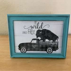 Farmhouse Bison and truck picture 5x7 w/frame